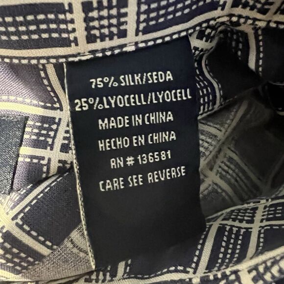 Mens Nat Nast Luxury SS Shirt L Silk Blend Blue White Check Casual - Picture 5 of 9